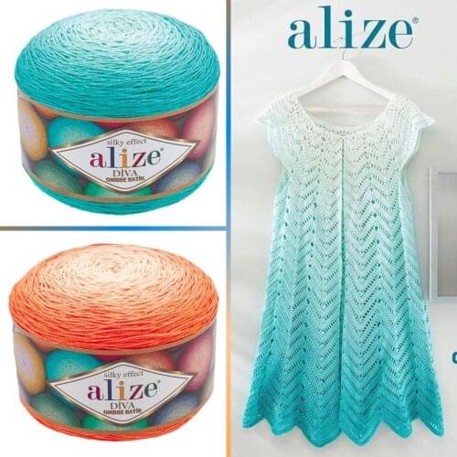 Hand Knitted Yarn 875 Meters(1x or 2x 250gr) - 11 Color-Hand Knit Cake Yarn Ball Scarf - Alize Diva Ombre Tie Dye-Acrylic-DIY