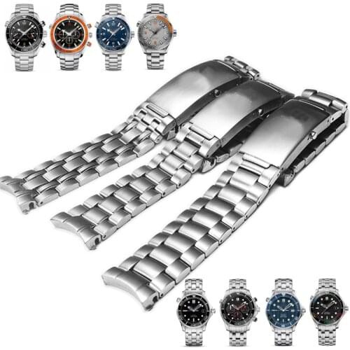 Watch Band For Omega SEAMASTER 300 600 PLANET OCEAN Fold Clasp Strap Watch Accessorie Solid Stainless Steel Watch Bracelet Chain