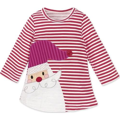 Christmas Baby Girls Dresses Deer Stripes Elk Santa Claus Party Dresses For Girls Clothes Kids Girls Christmas Dress Costumes