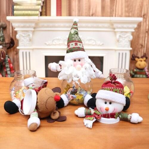 Christmas Gift Bags Large Candy Jar Storage Bottle Elk Santa Bag Sweet Candy Bag Boxes Child Kids Cute Holiday Gift Jars