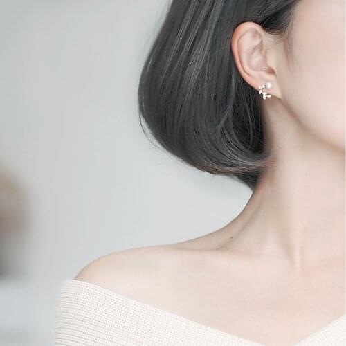 Stud Earrings Leaf Pearl For Women Korean Punk Hip Hop New Trendy Hot Sale Creative Design Student Daily Gift Jewelry BOYULIGE