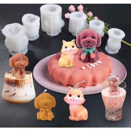 3d Teddy Dog Cat Silicone Mold Fondant Cake Border Moulds Chocolate Mould Cake Decorating Tools Kitchen Baking Accessories