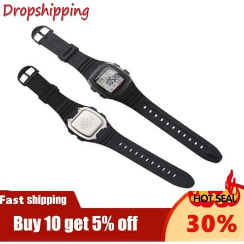 Silicone Watch Band Stainless Steel Pin Buckle Replacement Watchband for Casio W-96H Sports Men Strap Bracelets Only Black