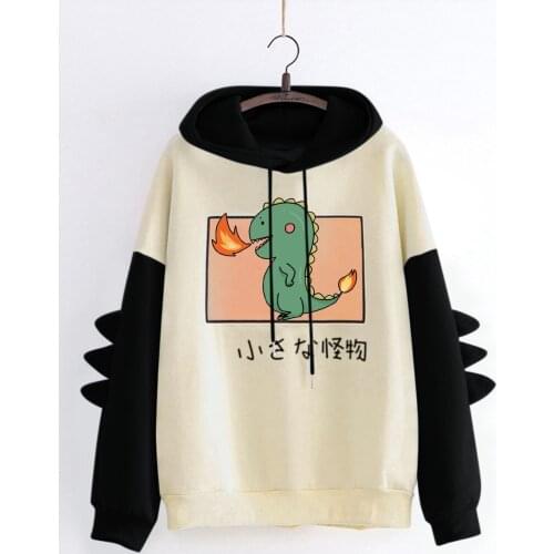Cartoon Hoodies Autumn Harajuku Kawaii Sweatshirts Women Oversize Hooded Pullover Dinosaur Cos Tops For Girls Best Gift Sudadera