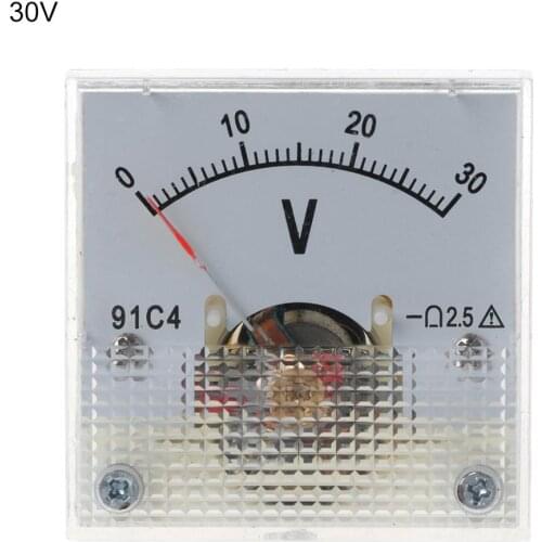 91C4 DC Voltmeter Analog Panel Voltage Meter Mechanical Pointer Type 3/5/10/15/20/30/50/100/150/250V