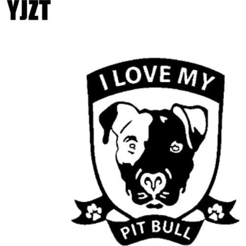 YJZT 11.5CM*12.7CM I LOVE MY PIT BULL DOG Vinyl Car Sticker Decals Black/Silver C10-00436