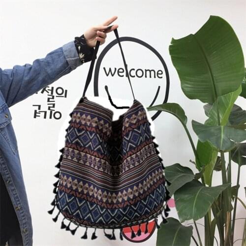 New Vintage Bohemian Fringe Shoulder Bag Women Tassel Boho Hippie Gypsy Fringed Womens Handbags Open Bag Bags