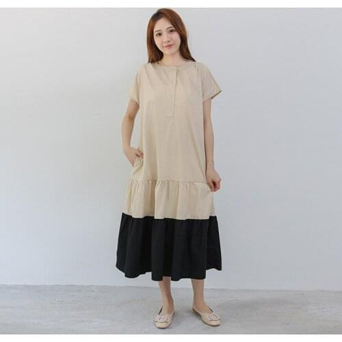 2021 Summer New Arrival Korean Loose Slimming Casual Simple All-match Splicing Temperament Fashion Women Dress Free Shipping