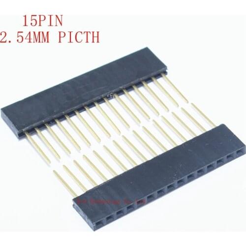 10PCS 15 PIN Single Row Straight FEMALE PIN HEADER 2.54MM PITCH pin long 11MM Strip Connector Socket 1X15 15PIN FOR arduino PCB