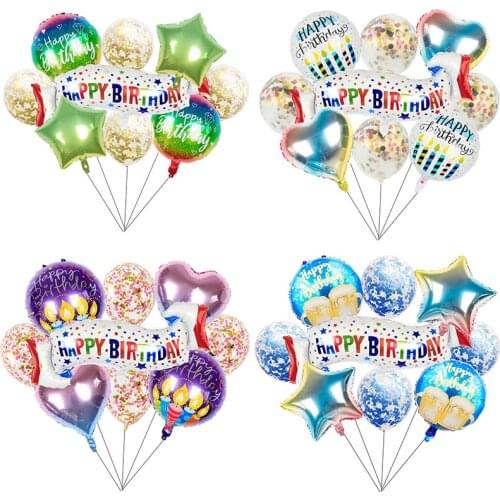 10 pcs Happy Birthday Foil Balloons Baby Shower Supplies Helium Globos Girls Kids Birthday Party Decorations Round Star Balloon