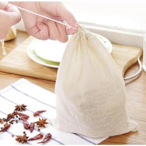 100 Pieces Cheesecloth Bag Tea Strainer Bags Reusable Coffee Tea Brew Herb Bags Cotton Muslin Drawstring Bags Mesh Kitchen SN