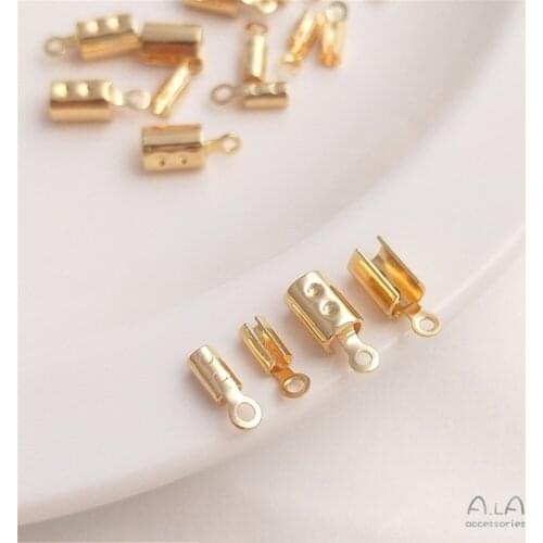 14K Gold Filled Accessories Round clip piece leather rope Round rope Milan wire connection end buckle DIY material