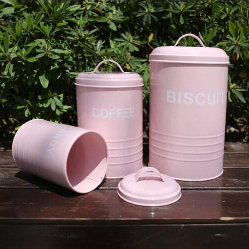 Nordic iron storage tank bucket set food sundries storage bottle rust prevention sun protection tank jar 3pcs set