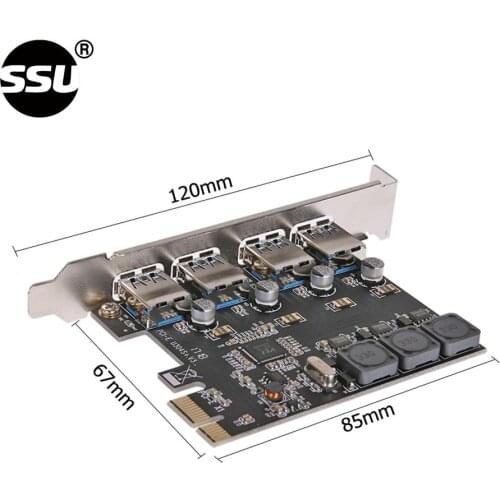 4 Port USB 3.0 PCIe Expansion Card PCI Express PCIe USB Hub Adapter SSU U3V04S 4-port USB3.0 Controller high-speed computing