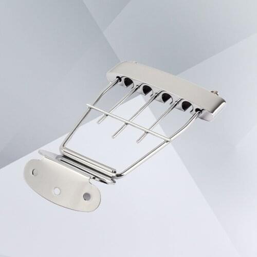 Plated 4 String Trapeze Tailpiece Adjustable Guitar Tailpiec Bridge with Screws for Archtop Jazz Bass Guitar 15mm Spacing