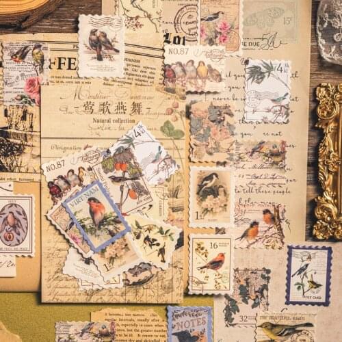 48 Pcs Vintage Postage Stamp Stickers Set Botanical Deco Sticker For Scrapbooking Journaling Junk Journal Planners Travel Diary