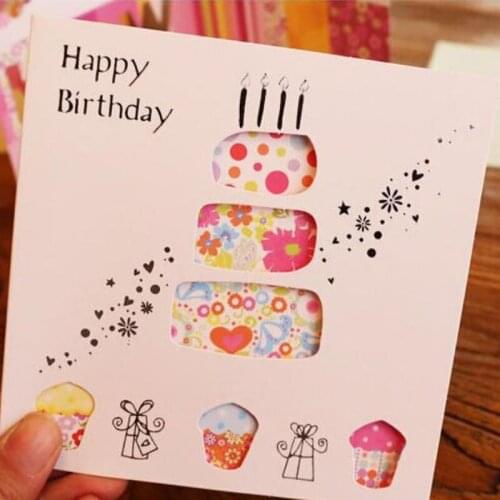 5 Pcs/set Cute Multicolor Printing Hollow Flowers Plant Greeting Cards for Happy Birthday Party Blessing Message Postcards Gift