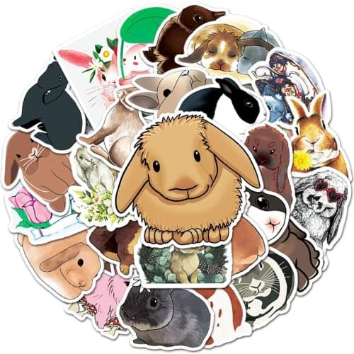 50pcs Kawaii Stationery Cute Rabbit Stickers Rabbit Diary Planner Junk Journal Decorative Scrapbooking Skateboard Craft Sticker