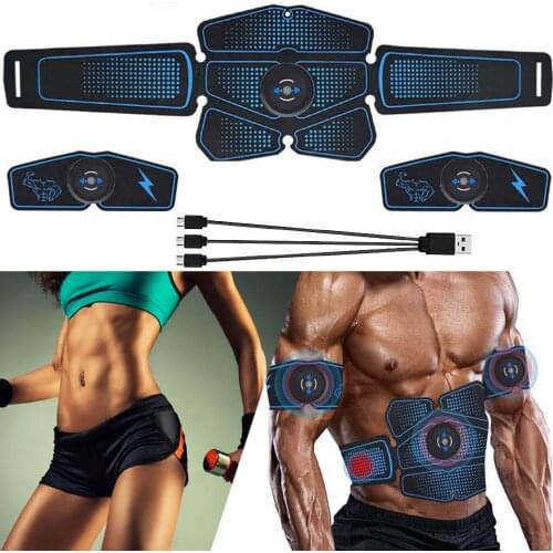 ABS Body Building Fitness Equipments Electric Muscle Toner Machine Wireless Toning Belt 6 Six Pack USB Charging Abs Fat Home Gym