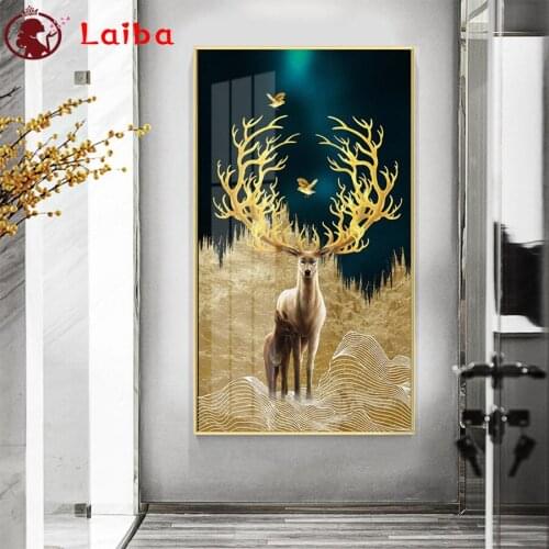 Diamond Golden deer tree and bird embroidery full square round drill diamond painting 5d diy diamond mosaic home decoration