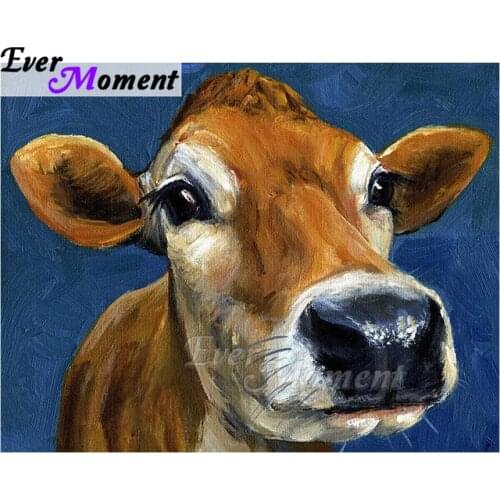 Ever Moment Diamond Painting Cow Artwork Picture Of Rhinestone Full Square Drill Cross Stitch Diamond Embroidery ASF1599