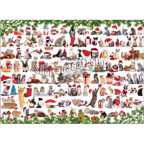 Diy Diamond Painting Holiday Cats Cross Stitch Embroidery Wall Sticker Diamond Mosaic Christmas Collages Cats Crafts Rhinestone