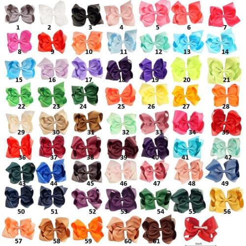 CN 100pcs/lot 6" Ribbon Hair Bows With Hair Clips For Kids Girls Handmade Plain Ribbon Jumbo Bows Hair Barrette Hair Accessories