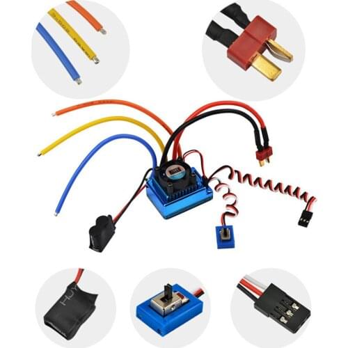 Brushless ESC Electric Speed Controller With Power&Motor Plug Switch BEC for 1/10 RC Car Accessories 45/60/80/120A Optional