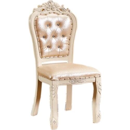 European dining chairs like White House hotel tables and chairs soft bag make-up nail Mahjong back single solid wood chair