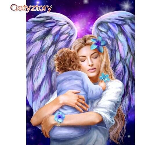 GATYZTORY Frame DIY Painting By Numbers Canvas Painting Angels and Children Paint By Numbers Coloring By Numbers Home Decor Art