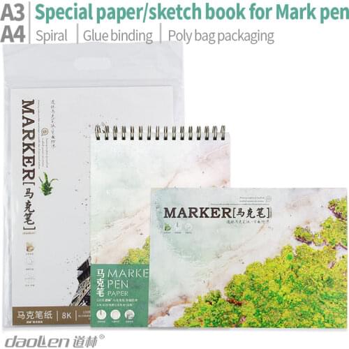 A3 A4 Glue/ Spiral /Bagged Mark Pen Blank Pages Sketch Painting Paper