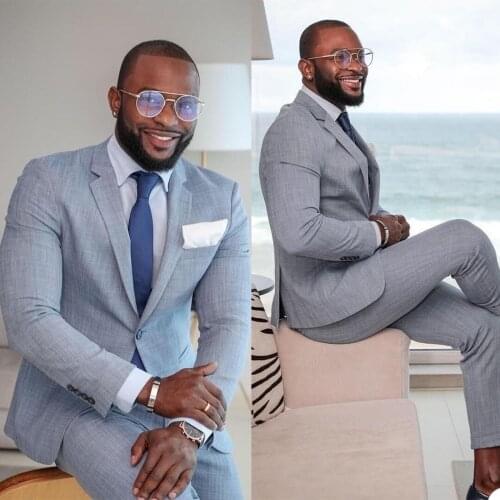 Handsome Men Tuxedos Suits Classic One Button 2 Pieces Set (Jacket +Pants) Formal Smart Casual Wedding Party Marriage Blazer