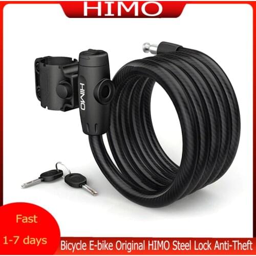 LI50 Bicycle E-Bike Original HIMO Steel Lock Anti-Theft Long 150cm Flex Cable with 2 Keys For HIM0 C20/H1/Z20C/Z20/Z16