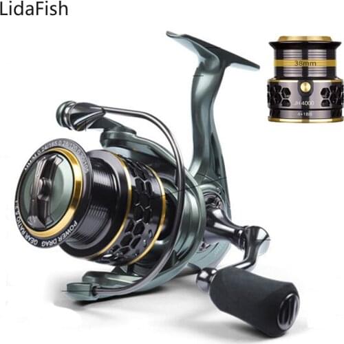 Lidafish 2021 Metal Spool Spinning Fishing Reels With Spare Spool 8KGkg Max Drag 5.2:1 High Speed Carp Saltwater Reel