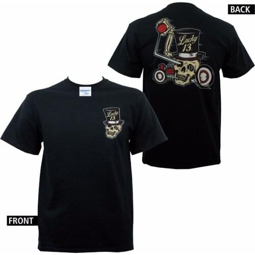 Hot 2019 Fashion Free Shipping Summer Fashion Lucky Top Hat Rodder Speed Equipped Skull urban Tee shirts Mens Tops Cool T shirt