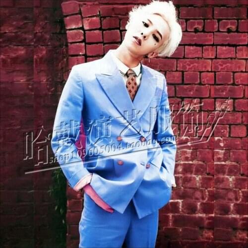 Hot New Mens Nightclub Bar Suit Men Small Suit Singer Stage Costumes Blue Double-breasted Formal Dress Sets