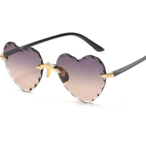 New Stylish Heart shaped Sunglasses Women Personality Luxury Brand Female Glasses Lovely Rimless Streetwear Sunglasses For Women
