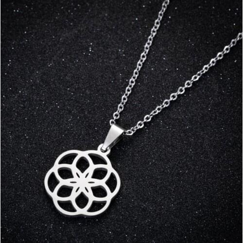 Jisensp Geometric Stainless Steel Necklaces Pendants Vintage Multiple Round Long Chain Necklace for Women Birthday Gift