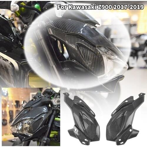 Motorcycle Front Side Nose Cover Headlight Panel Fairing Cowl Carbon Fiber Fit For Kawasaki Z900 2017 2018 2019 Z 900 Parts Moto