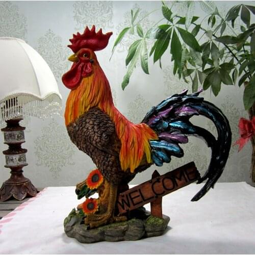 Sales Genuine red chicken arrival Big cock animal appearance animal ornament type desktop green tara derlook Art Decorative home