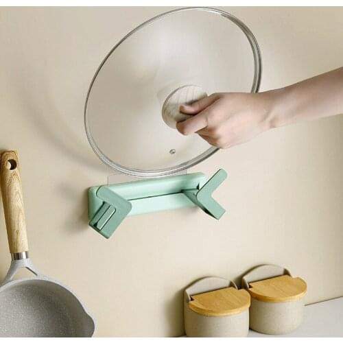 ABZS Adjustable Lid Rack Perforated Free Lid Rack Wall-Mounted Kitchen Shelf Bracket