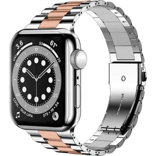 For apple watch 6 se bands 40mm 44mm series 5 4 bracelet upgraded Connector stainless steel strap for iwatch 3 42mm 38mm band