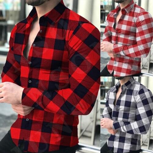 New Men Shirt Fashion Checkered Plaid Cross Matching Shirts Causal Button Comfy Daily High Quality Shirt Tops Chemise Homme 2021
