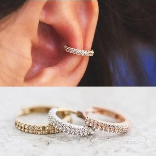 1 Pair/Gold / Rose Gold Color Rhinestone Smalle Small Earring Snug Piercing Cartilage Earring Daith Conch Rook Snug Ear Piercing