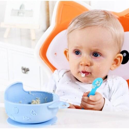 Elephant Shape Silicone Baby Suction Bowl Non-Slip Learning Feeding Tableware kids Tray Plate Suction Cup Baby Dinnerware