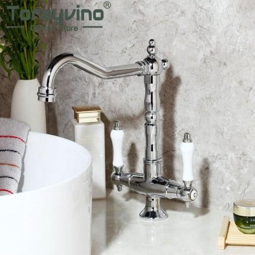 Torayvino Bathroom Basin Sink Faucet Brass Chrome Cylindrical Flow Novel Design Single Hole Deck Mount Cold & Hot Water Tap