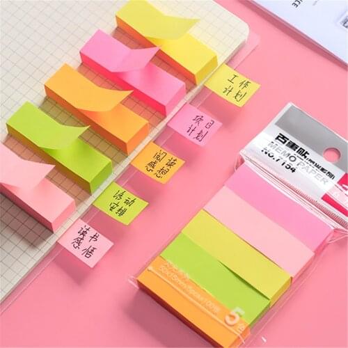100 sheets 5 Fluorescence colors Self Adhesive Memo Pad paper Sticky Notes Bookmark Marker Sticker Paper Office Supplies School