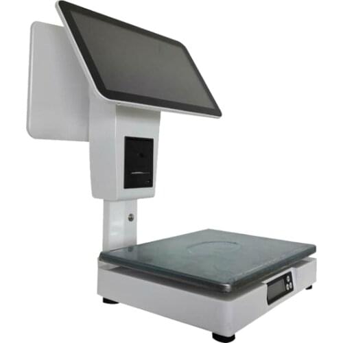 Newest POS System Terminal All in One Dual 15.6" Screen Cash Register Retail PC Based Scale with Thermal Printer One Touch Panel