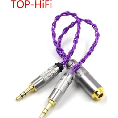TOP-HiFi 10cm Single Crystal Copper Silver Plated 2x3.5mm Male to 4.4mm Balanced Female Adapter Cable for chord mojo Player