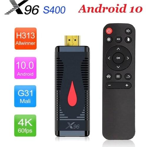 20pcs Android 10.0 TV BOX X96 S400 TV Stick ANDROID 10 Allwinner H313 Quad Core 4K 2.4G Wifi Media Player 2G16G TVBox Dongle